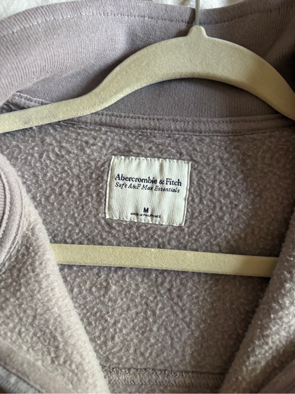 Beige Abercrombie Half-Zip Fleece Pullover - Picture 3 of 4